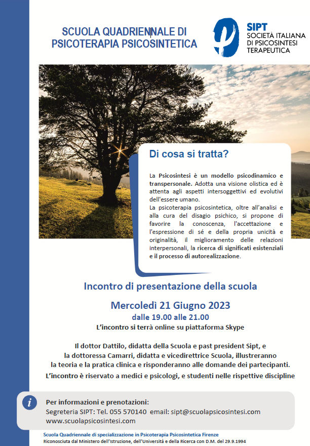 SIPT - Presentazione della Scuola quadriennale di psicoterapia psiconsitetica